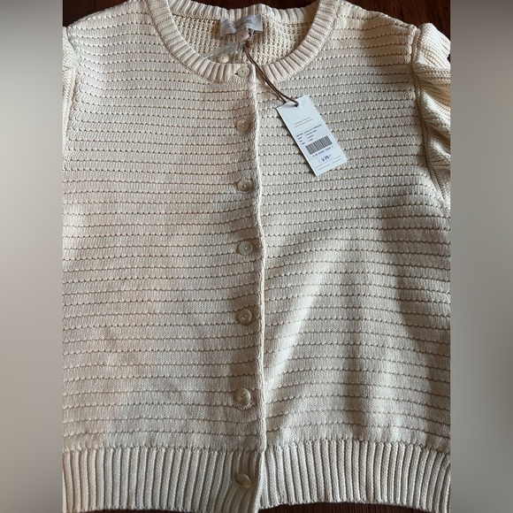 Cleobella Maelle Cardigan Ivory Organic Cotton Button-Down Sweater Size L NWT - Picture 5 of 7
